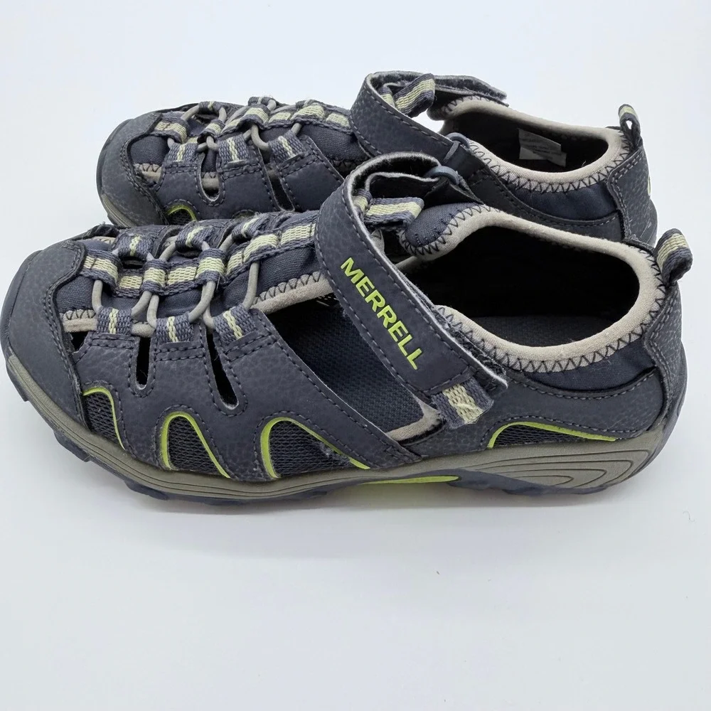 Merrell Hydro Kids Water‎ Sandals Grey Lime Green Size 2M MC54859 Hiking Shoes